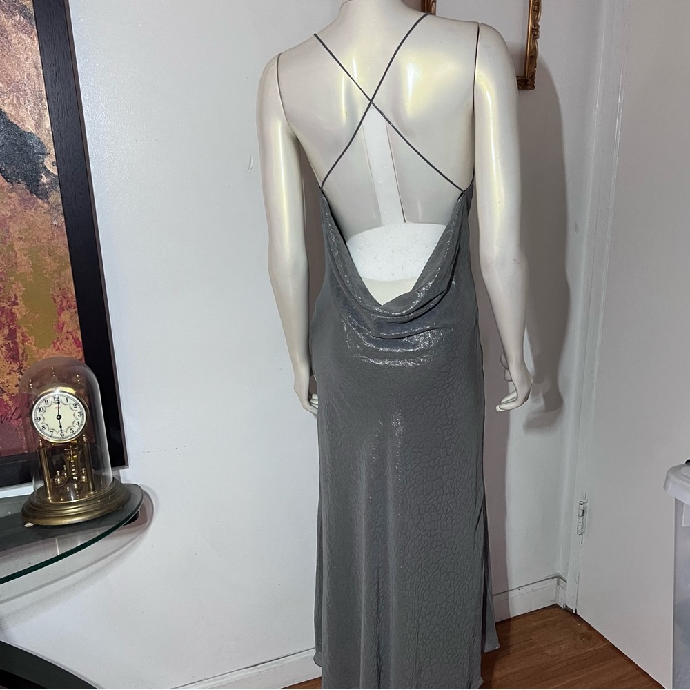 Silence + Noise Silver Slip Dress Size Large AB Maxi Liquid Fluid Backless Silve - Picture 8 of 16
